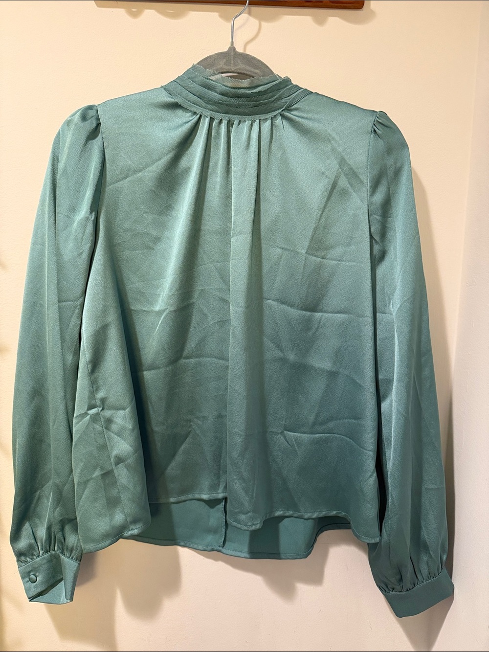 Forever 21 Seafoam High-Neck Satin Blouse